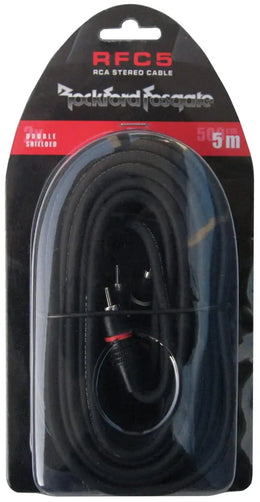 ROCKFORD RFC5 – Câble RCA Stéréo Double Blindage 5 mètres Rockford