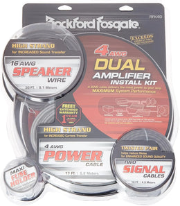 ROCKFORD RFK4D – Kit de câblage double ampli 4 AWG (Cuivre OFC) Rockford